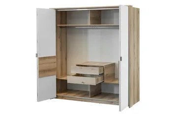 Capira Garderobe med Oppbevaring 208 cm med Eikeutseende - Hvit|Brun - Oppbevaring - Garderober & garderobesystem