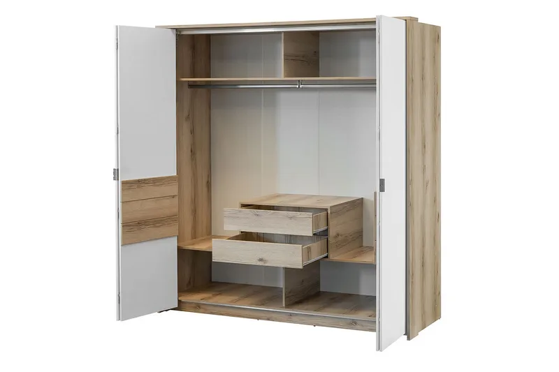 Capira Garderobe med Oppbevaring 208 cm med Eikeutseende - Hvit|Brun - Oppbevaring - Garderober & garderobesystem