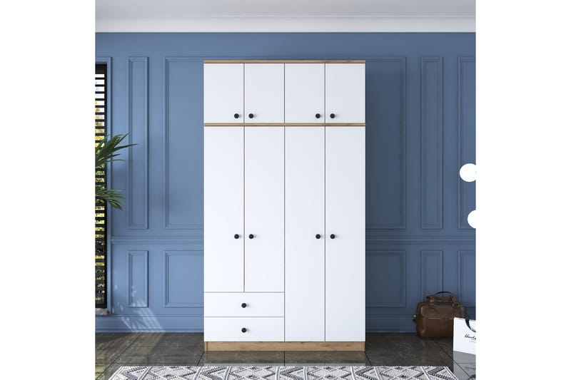 Caturai Garderobe 120 cm - Valnøtt/Hvit - Oppbevaring - Garderober & garderobesystem