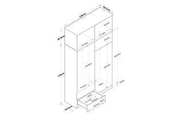 Caturai Garderobe 120 cm - Valnøtt/Hvit - Oppbevaring - Garderober & garderobesystem
