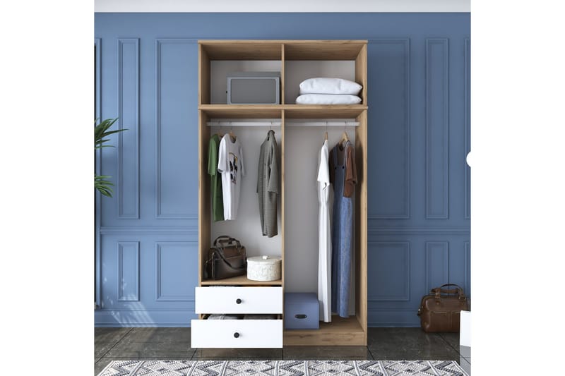 Caturai Garderobe 120 cm - Valnøtt/Hvit - Oppbevaring - Garderober & garderobesystem