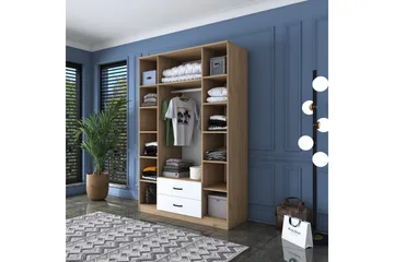 Caturai Garderobe med Speil - Valnøtt/Hvit - Oppbevaring - Garderober & garderobesystem