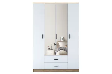 Caturai Garderobe med Speil - Valnøtt/Hvit - Oppbevaring - Garderober & garderobesystem