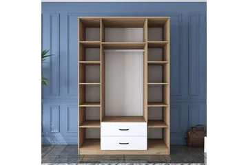 Caturai Garderobe med Speil - Valnøtt/Hvit - Oppbevaring - Garderober & garderobesystem