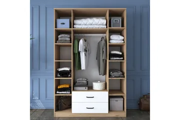 Caturai Garderobe med Speil - Valnøtt/Hvit - Oppbevaring - Garderober & garderobesystem