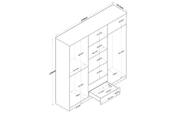 Caturai Garderobe med Speil - Valnøtt/Hvit - Oppbevaring - Garderober & garderobesystem