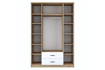 Caturai Garderobe med Speil - Valnøtt/Hvit - Oppbevaring - Garderober & garderobesystem