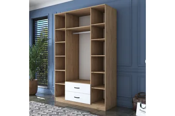 Caturai Garderobe med Speil - Valnøtt/Hvit - Oppbevaring - Garderober & garderobesystem