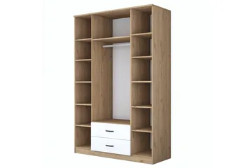 Caturai Garderobe med Speil - Valnøtt/Hvit - Oppbevaring - Garderober & garderobesystem