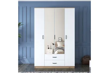 Caturai Garderobe med Speil - Valnøtt/Hvit - Oppbevaring - Garderober & garderobesystem