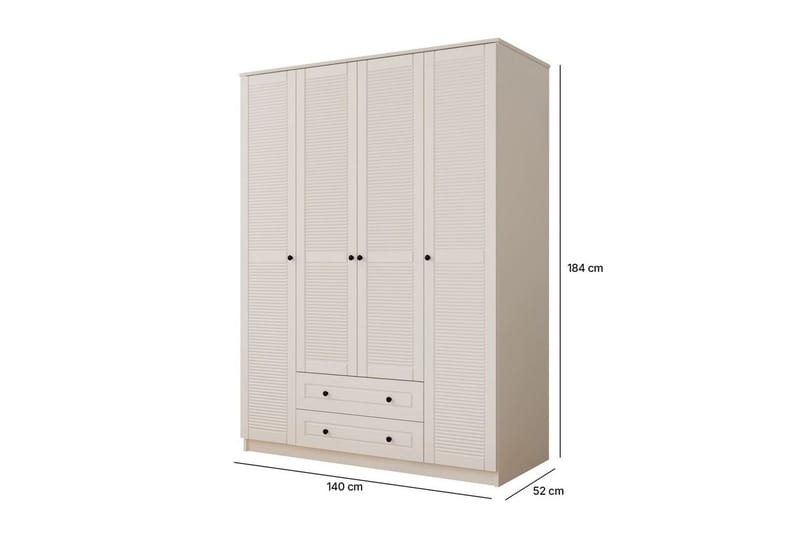 Ceyras Garderobe 140x184 cm - Matt Hvit - Oppbevaring - Garderober & garderobesystem