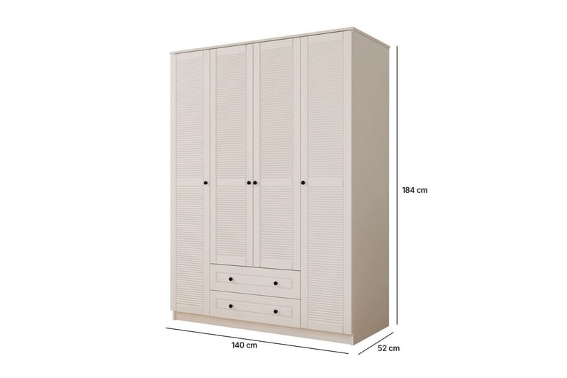 Ceyras Garderobe 140x184 cm - Matt Hvit - Oppbevaring - Garderober & garderobesystem
