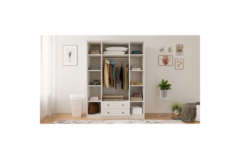Ceyras Garderobe 140x210 cm - Matt Hvit - Oppbevaring - Garderober & garderobesystem