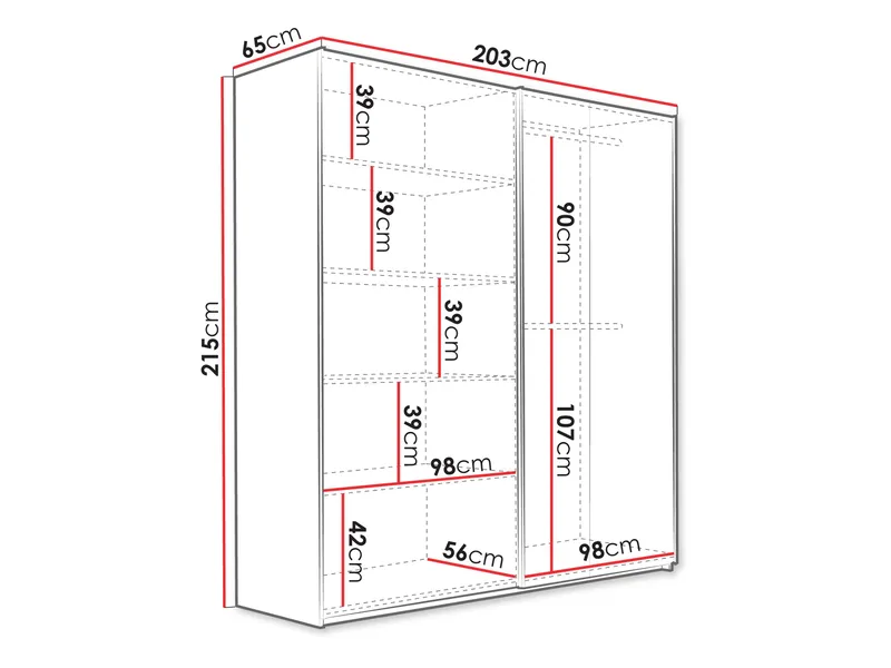 Ceyris Garderobeskap med Speil 203 cm - Oppbevaring - Garderober & garderobesystem