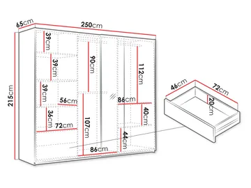 Ceyris Garderobeskap med Speil 250 cm - Oppbevaring - Garderober & garderobesystem
