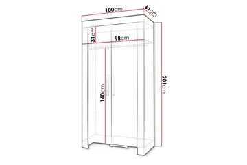Cezar Garderobeskap 100 cm i Tre - Beige - Oppbevaring - Garderober & garderobesystem