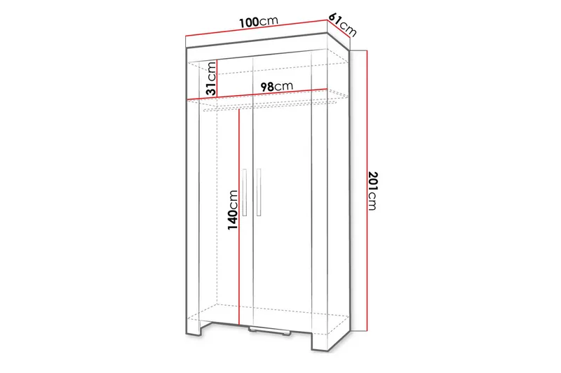 Cezar Garderobeskap 100 cm i Tre - Beige - Oppbevaring - Garderober & garderobesystem