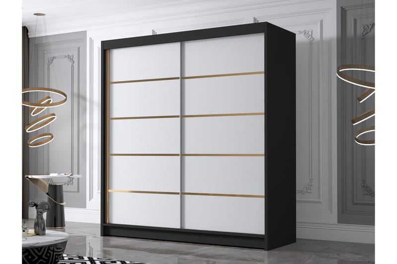 Chavez Garderobe 180x215 cm - Hvit/Svart - Oppbevaring - Garderober & garderobesystem