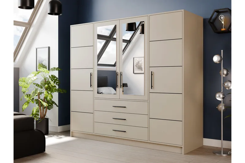 Chavez Garderobeskap 196x200 cm - Beige - Oppbevaring - Garderober & garderobesystem