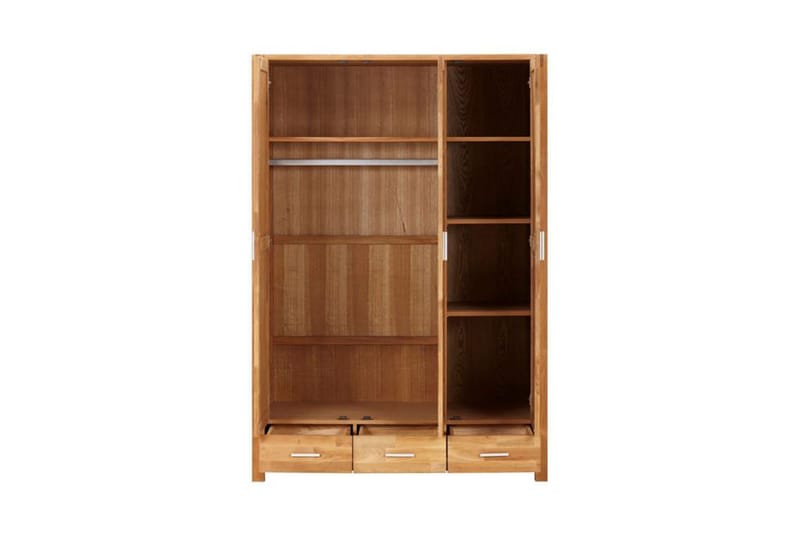 Chicago Garderobe 130 cm med 3 Dører og 3 Skuffer i Tre - Lysebrun - Oppbevaring - Garderober & garderobesystem
