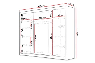 Cinerea Garderobe 250x215 cm - Svart - Oppbevaring - Garderober & garderobesystem