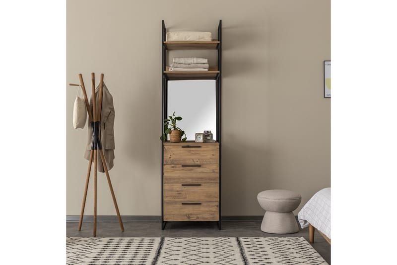 Collinner garderobeskap 52x64 med speil 4 skap - Natur - Oppbevaring - Garderober & garderobesystem