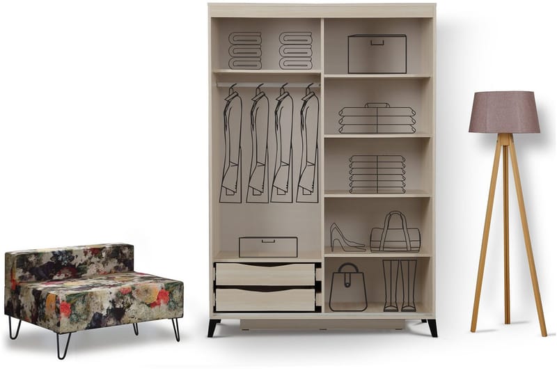 Comfortale Garderobe 120 cm i Tre med Glassdør - Beige - Oppbevaring - Garderober & garderobesystem