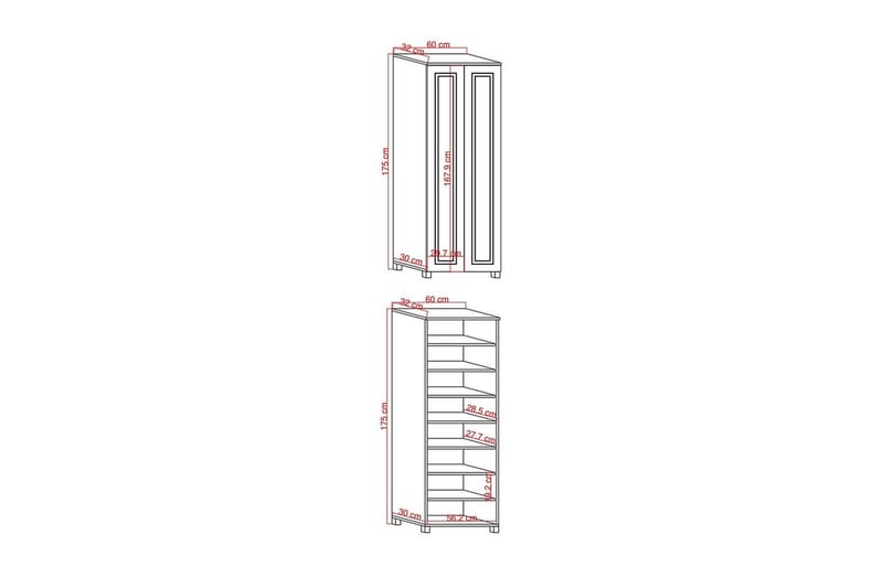 Comfortale Garderobe 60x175 cm - Svart/Mørkfarget tre - Oppbevaring - Garderober & garderobesystem