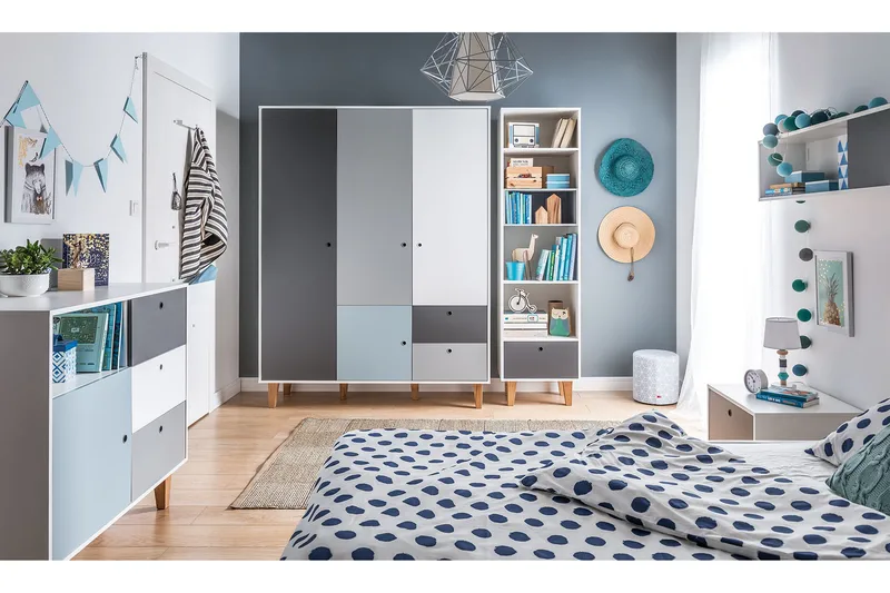 Concept Garderobe Hvit / Mørkegrå / Blå - VOX - Oppbevaring - Garderober & garderobesystem