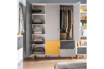Concept Garderobe Hvit / Mørkegrå / gul - VOX - Oppbevaring - Garderober & garderobesystem