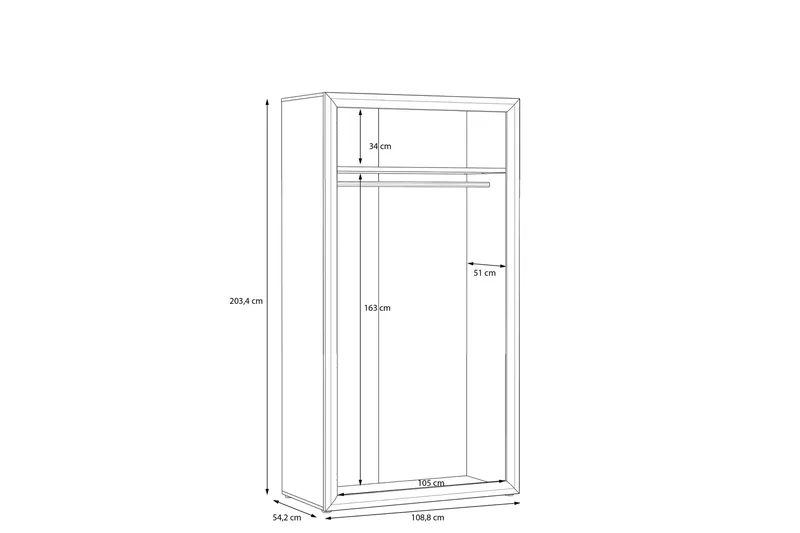 Corlius Garderobe 55x109 cm - Beige/Brun - Oppbevaring - Garderober & garderobesystem