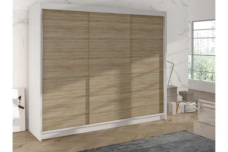 Cyria Garderobe 200x215 cm - Brun/Hvit - Oppbevaring - Garderober & garderobesystem