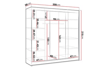 Cyria Garderobe 200x215 cm - Brun/Svart - Oppbevaring - Garderober & garderobesystem