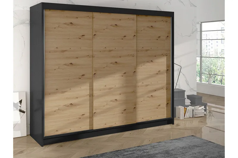 Cyria Garderobe 200x215 cm - Brun/Svart - Oppbevaring - Garderober & garderobesystem