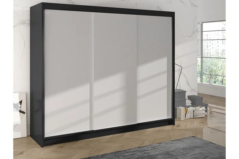 Cyria Garderobe 200x215 cm - Hvit/Svart - Oppbevaring - Garderober & garderobesystem