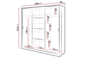Dentro Garderobe 220x63x215 cm - Hvit - Oppbevaring - Garderober & garderobesystem