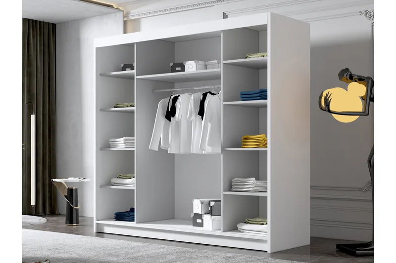 Dianna Garderobe 200x215 cm - Hvit/Svart - Oppbevaring - Garderober & garderobesystem