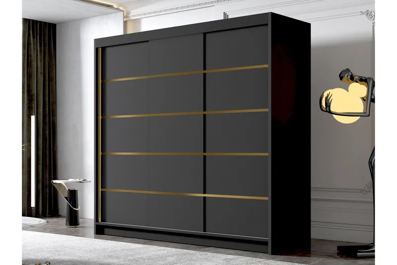 Dianna Garderobe 200x215 cm - Svart - Oppbevaring - Garderober & garderobesystem
