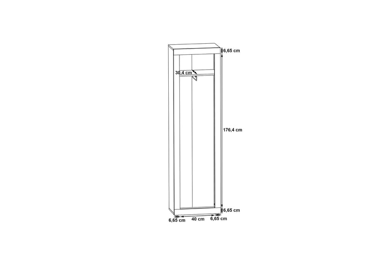 Dolnis Garderobe 34x54 cm - Brun/Grå - Oppbevaring - Garderober & garderobesystem