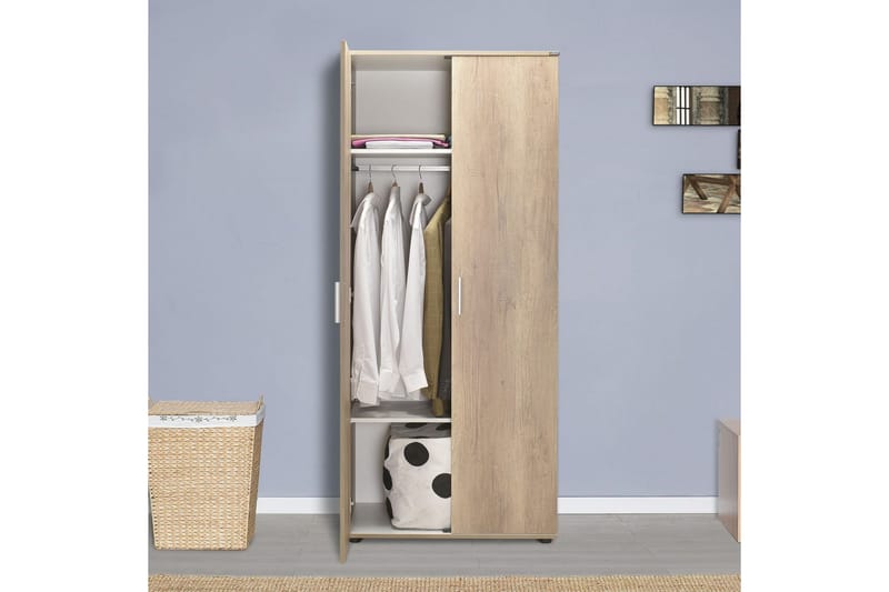 Drelmar Garderobe 80x187 cm - Lyse brun - Oppbevaring - Garderober & garderobesystem