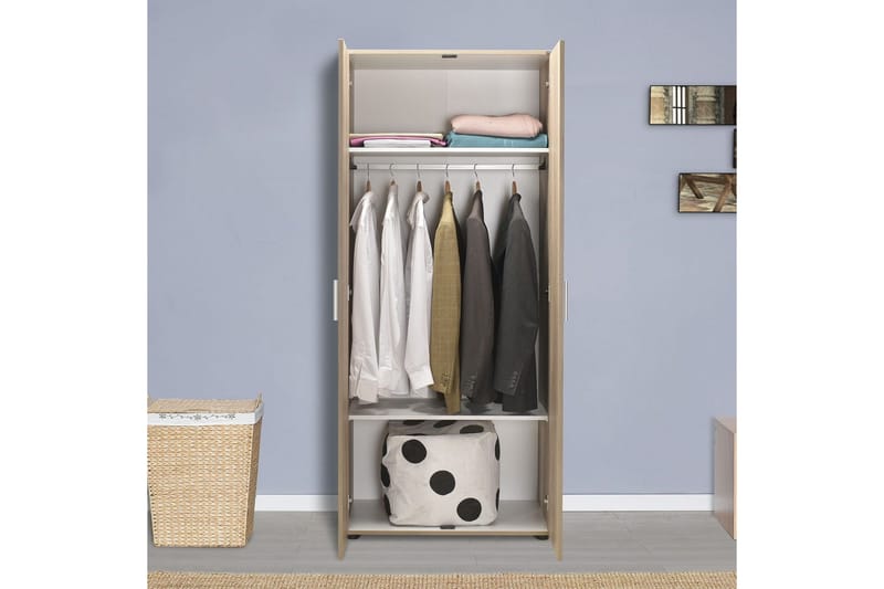 Drelmar Garderobe 80x187 cm - Lyse brun - Oppbevaring - Garderober & garderobesystem