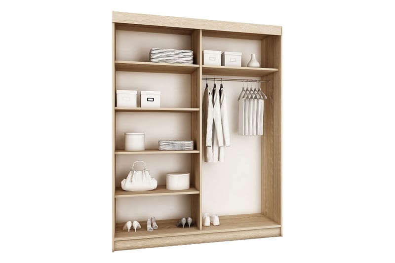 Dunkra Garderobe med Speil LED-belysning RGB 150 cm Bue - Sonomaeik - Oppbevaring - Garderober & garderobesystem