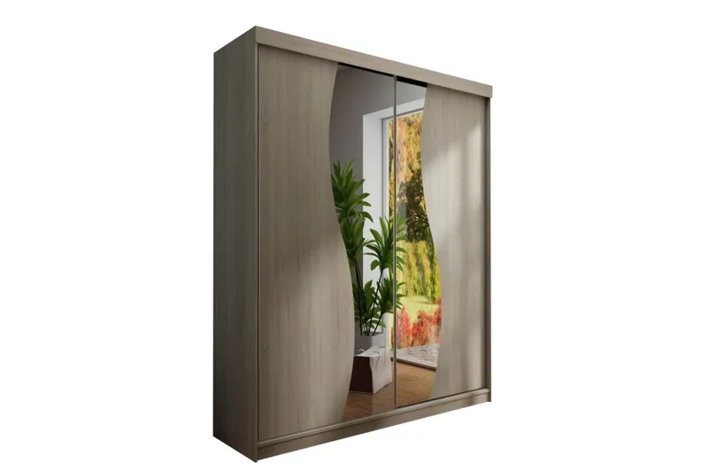 Dunkra Garderobe med Speil LED-belysning RGB 150 cm Bue, Sonomaeik