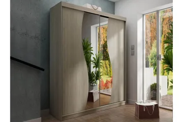 Dunkra Garderobe med Speil LED-belysning RGB 150 cm Bue - Sonomaeik - Oppbevaring - Garderober & garderobesystem