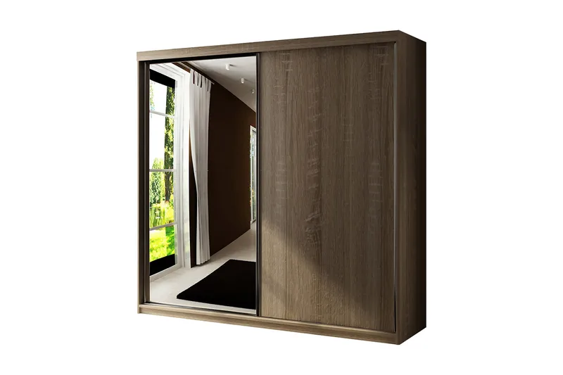 Dunkra Garderobe med Speil LED-belysning RGB 200 cm, Sonomaeik