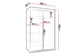 Dunkra Garderobeskap 100x200 cm - Beige/Grå - Oppbevaring - Garderober & garderobesystem