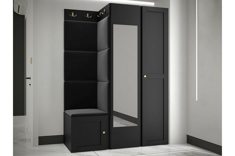 Dunvegan Garderob m. Spegel Black - Oppbevaring - Garderober & garderobesystem