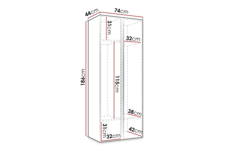 Dunvegan Garderob m. Spegel Black - Oppbevaring - Garderober & garderobesystem