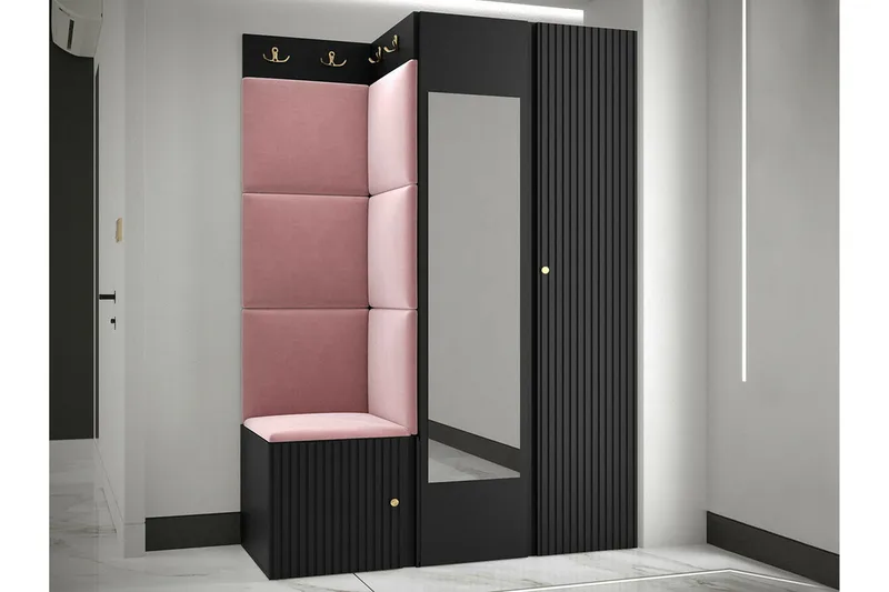 Dunvegan Garderob m. Spegel Black - Oppbevaring - Garderober & garderobesystem