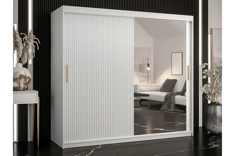 Dunvegan Garderobe med speil - Hvid - Oppbevaring - Garderober & garderobesystem